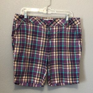 Y2K 1990s Aeropostale plaid shorts Juniors 13/14 purple blue Bermuda shorts EUC